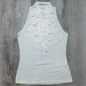 Anne Fontaine Stilla White Ruffle Sleeveless Blouse Womens size Small French 38